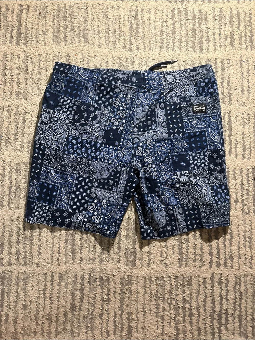 Dogg Supply Snoop Dogg blue paisley tie waist shorts size 3X